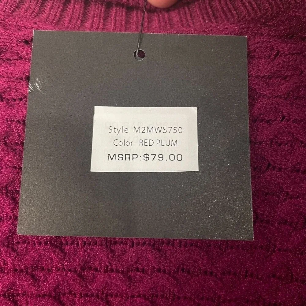 Marc New York Andrew Marc Women's Red Plum Turtleneck Cable Knit Sweater Size L‎